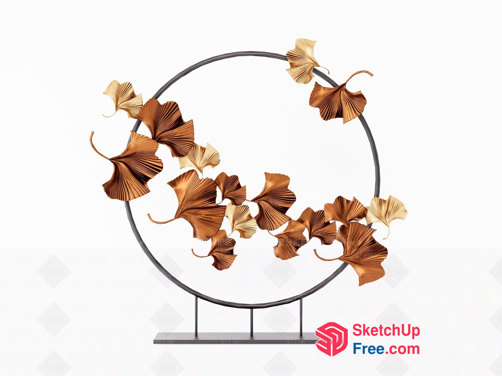 Elegant Ginkgo Leaves Metal Wall Art 3D SketchUp File