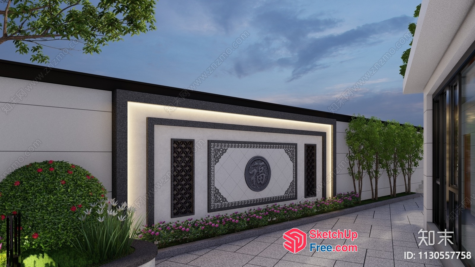 Elegant Modern Exterior Decor With Asian-Inspired Elements 3D SketchUp File