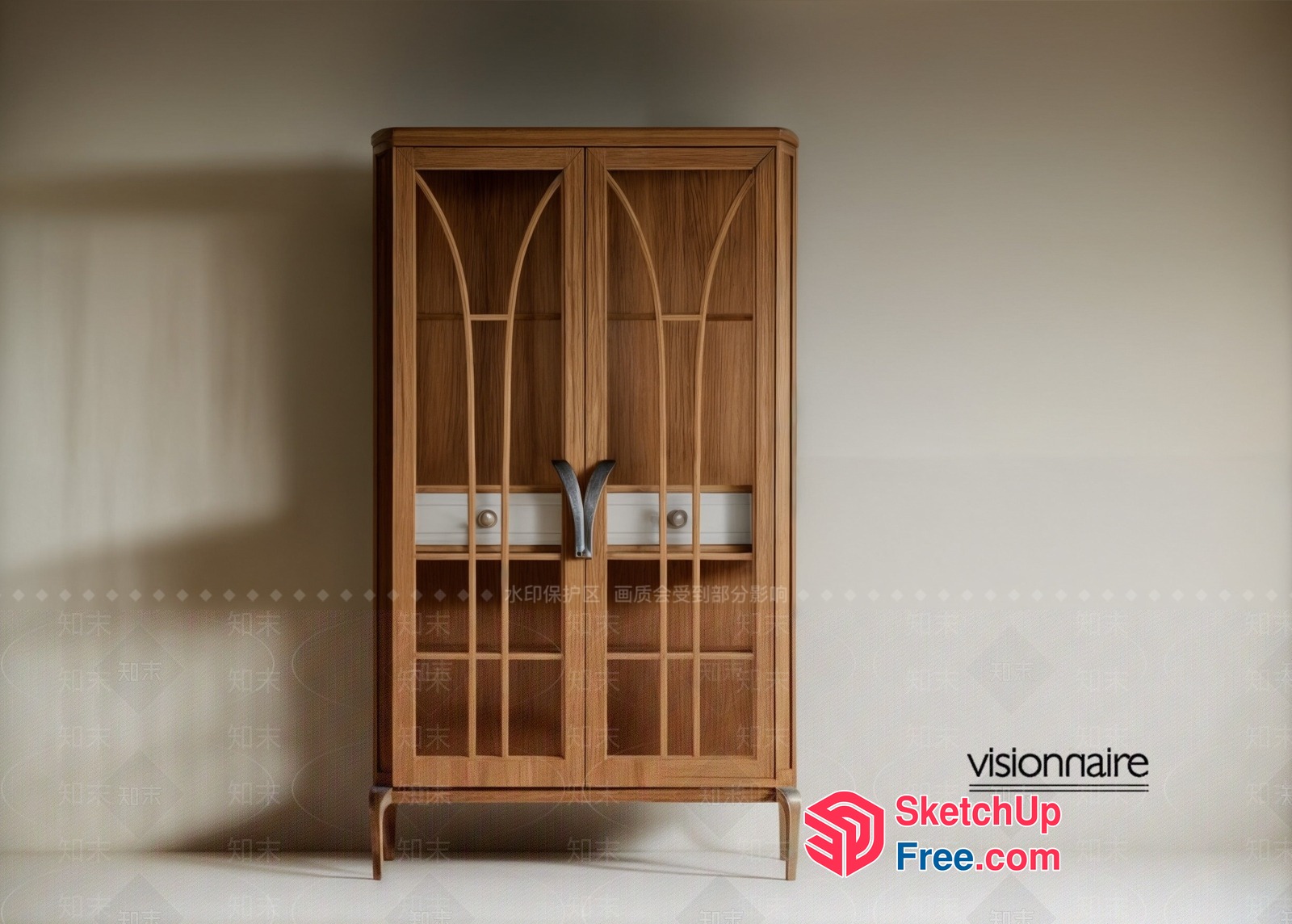 Elegant Wooden Cabinet With Intricate Carvings 3D SketchUp File
