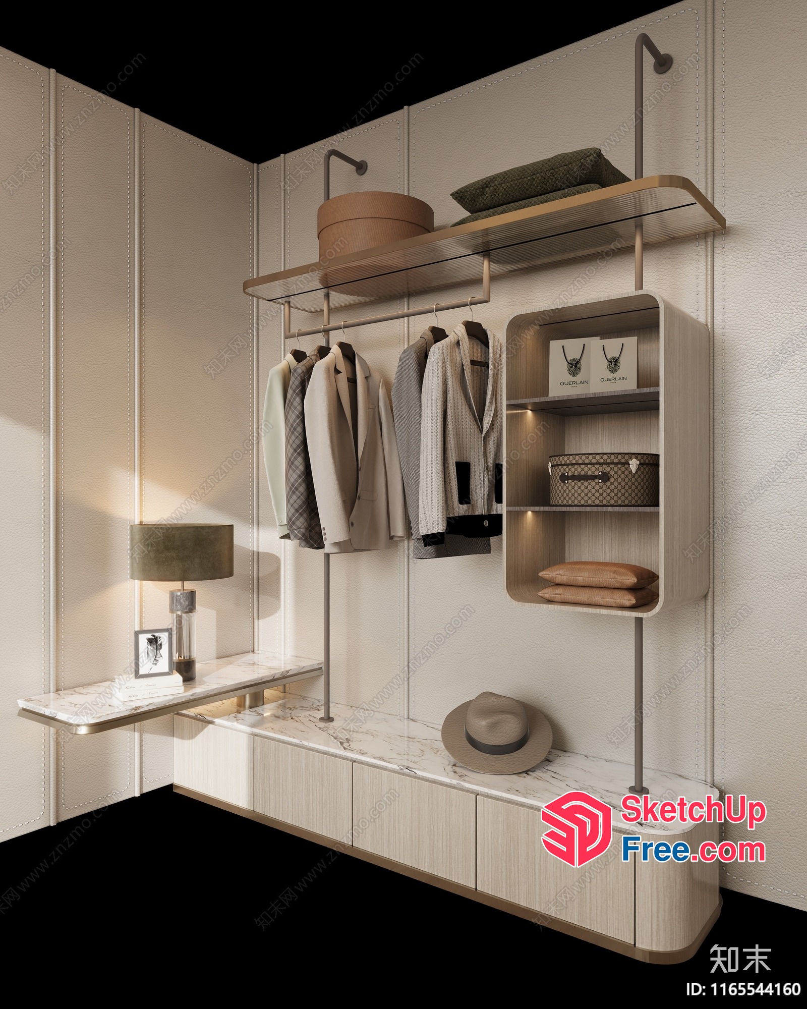 Modern Minimalist Luxury Wardrobe Closet 3D SketchUp File