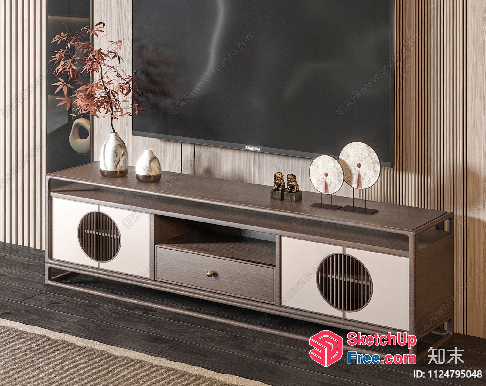 Elegant Modern Living Room Tv Stand With Storage 3D SketchUp File
