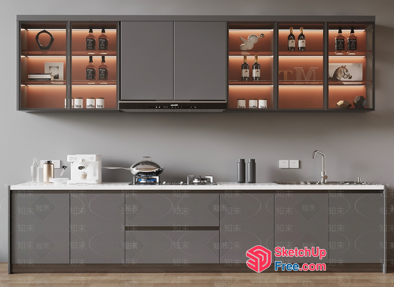 Modern Kitchen With Sleek Cabinets And Appliances 3D SketchUp File