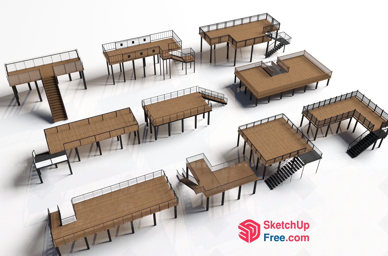 3D Model Of Various Stair And Railing Designs 3D SketchUp File