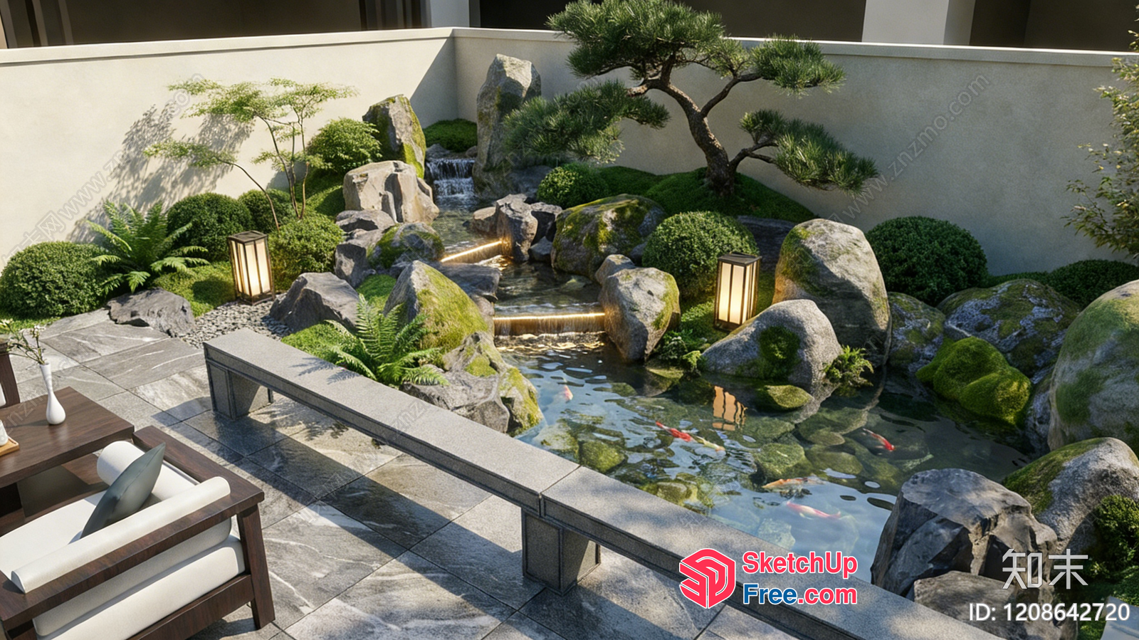 Serene Japanese-Inspired Outdoor Oasis 3D SketchUp File