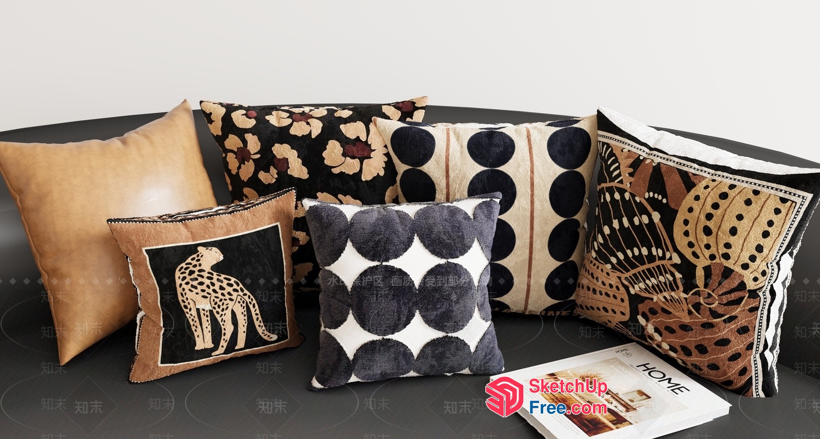 Stylish Throw Pillows In Earthy Tones 3D SketchUp File