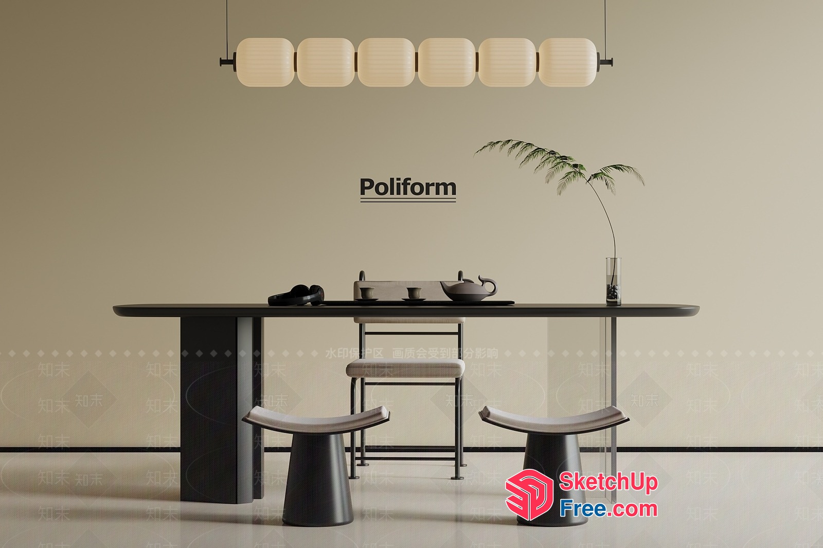Minimalist Dining Room With Modern Furniture 3D SketchUp File