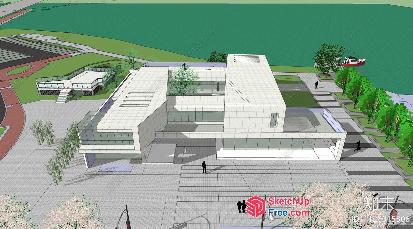 Modern Glass And White Exterior Building Design 3D SketchUp File