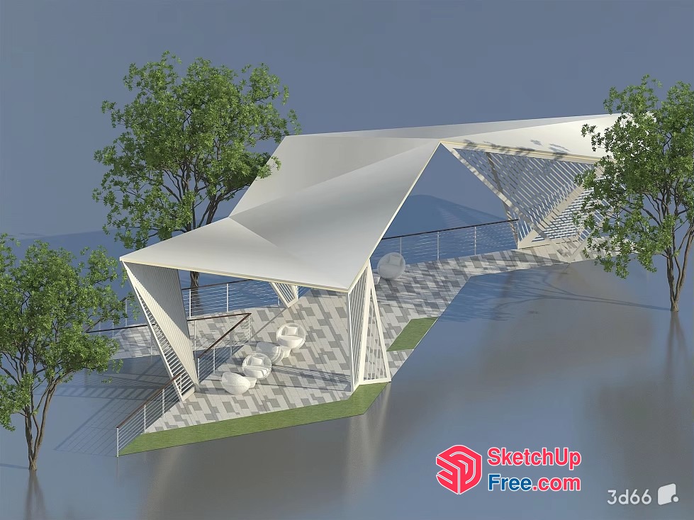 Futuristic Outdoor Living Space With Modern Architecture 3D SketchUp File