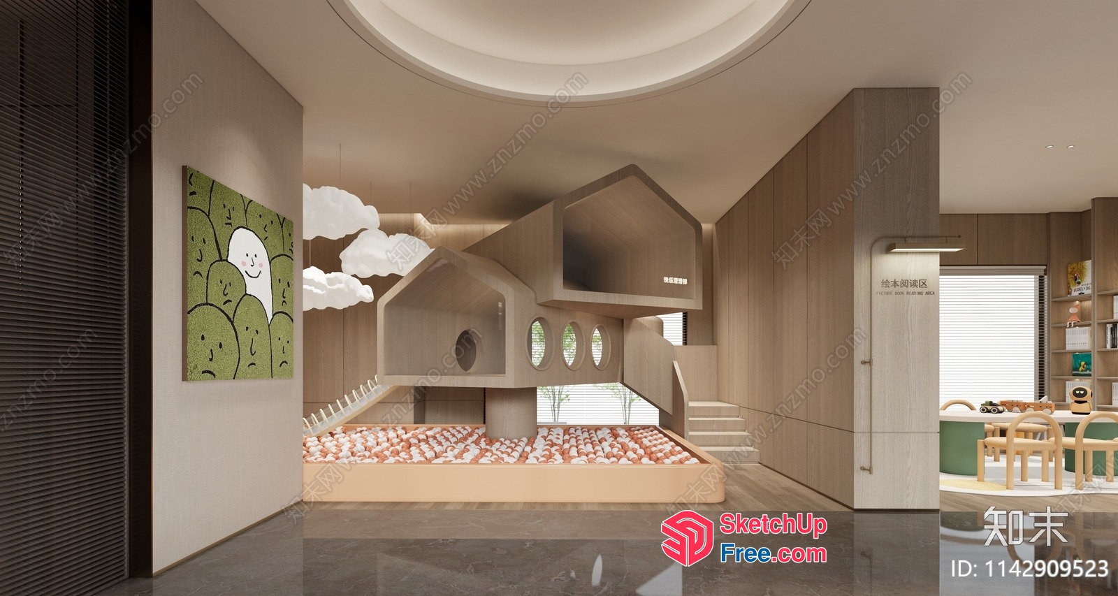 Modern Villa With A Play Area And Staircase 3D SketchUp File