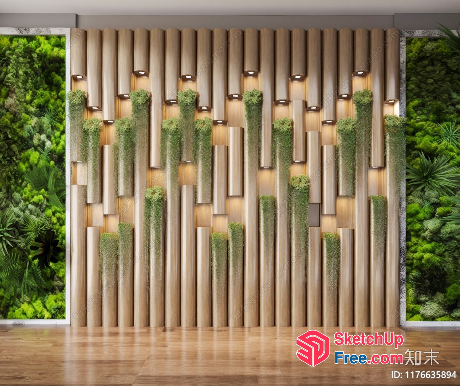 Natural Bamboo And Greenery Wall 3D SketchUp File