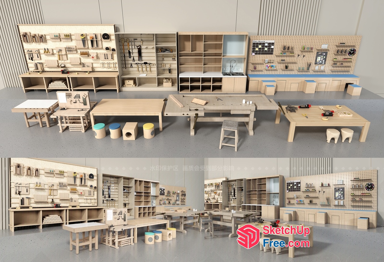 Modern Minimalist Workshop And Storage Space 3D SketchUp File