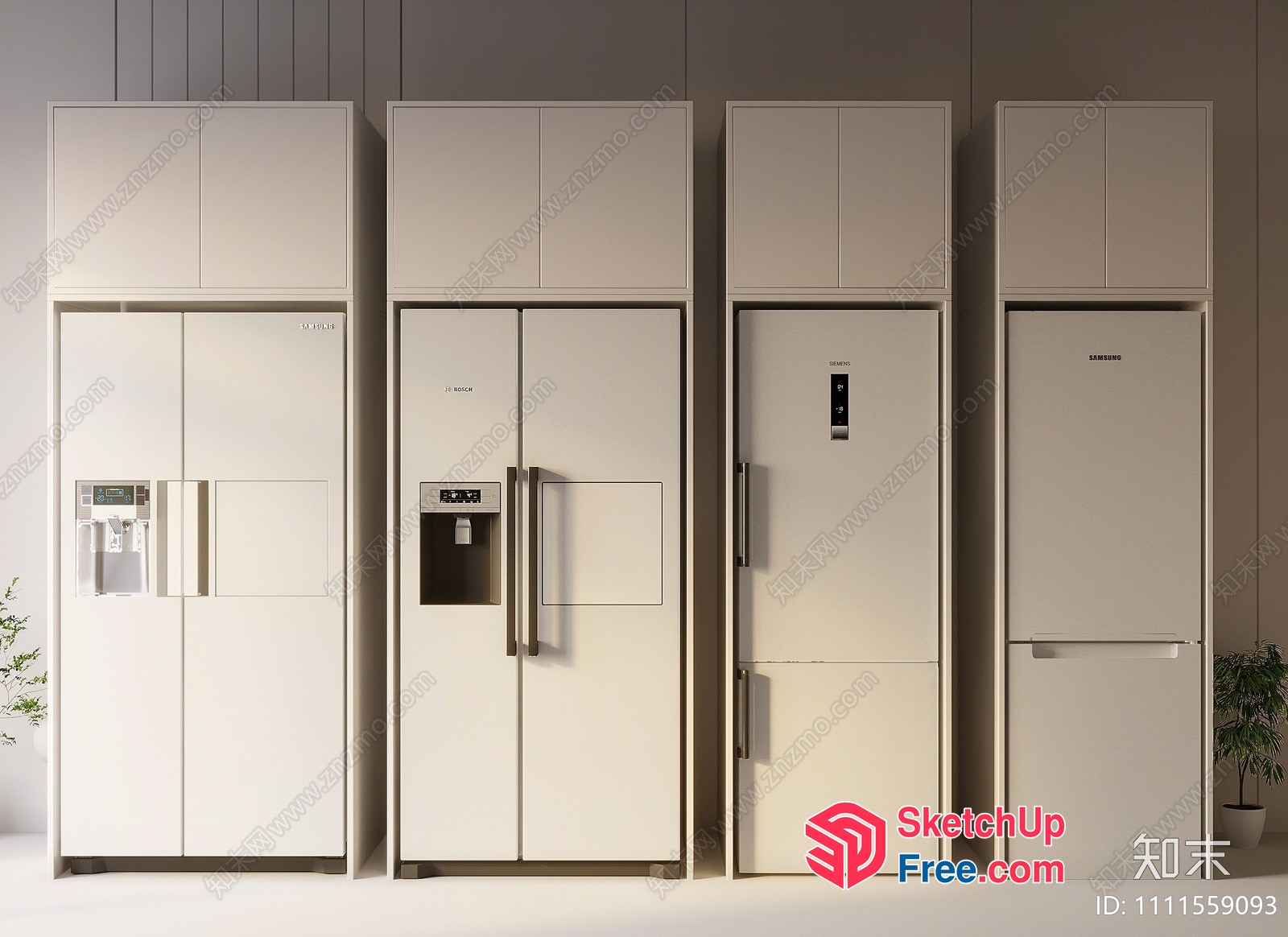 Modern White Refrigerator Collection 3D SketchUp File