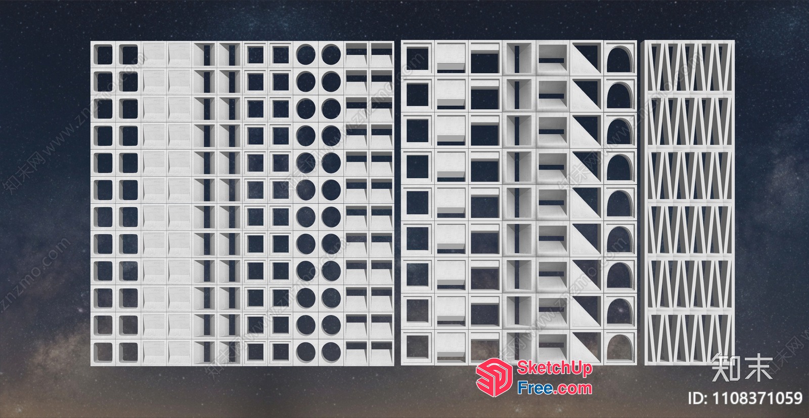 Modern Glass Brick Building Exterior 3D SketchUp File