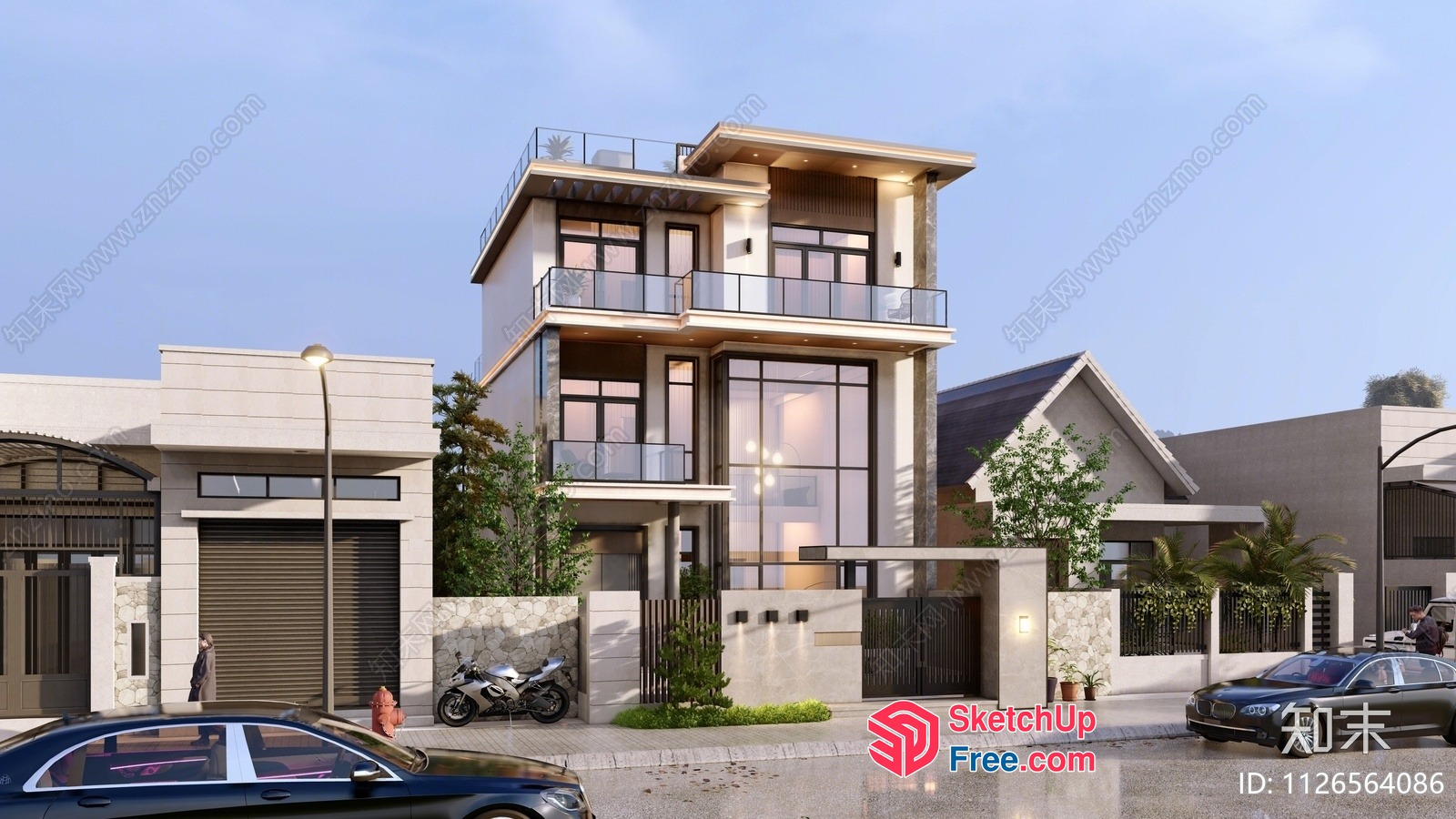 Modern Villa Exterior With Elegant Design 3D SketchUp File