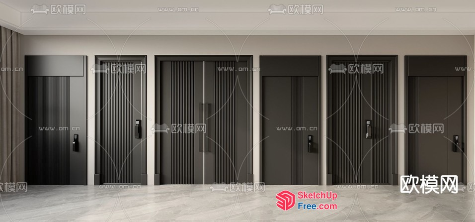 Modern Elevator Doors In A Commercial Building Interior 3D SketchUp File