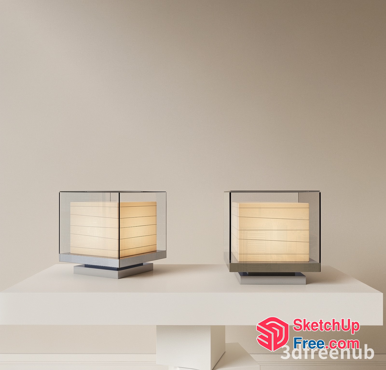Modern Glass And Wood Accent Table Lamps 3D SketchUp File