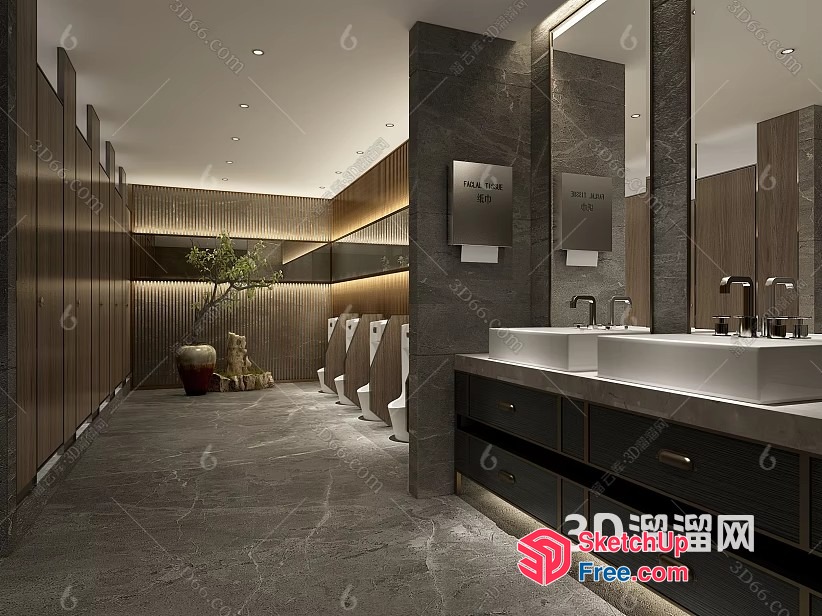 Modern Bathroom With Sleek Fixtures And Neutral Color Scheme 3D SketchUp File