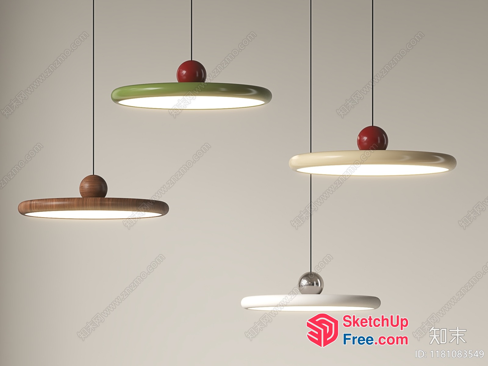Modern Hanging Lights With Unique Shapes And Colors 3D SketchUp File