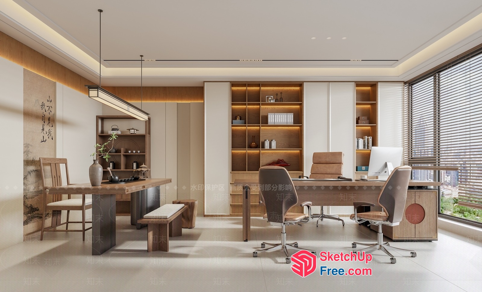 Elegant Office Space With Modern Furniture And Natural Light 3D SketchUp File