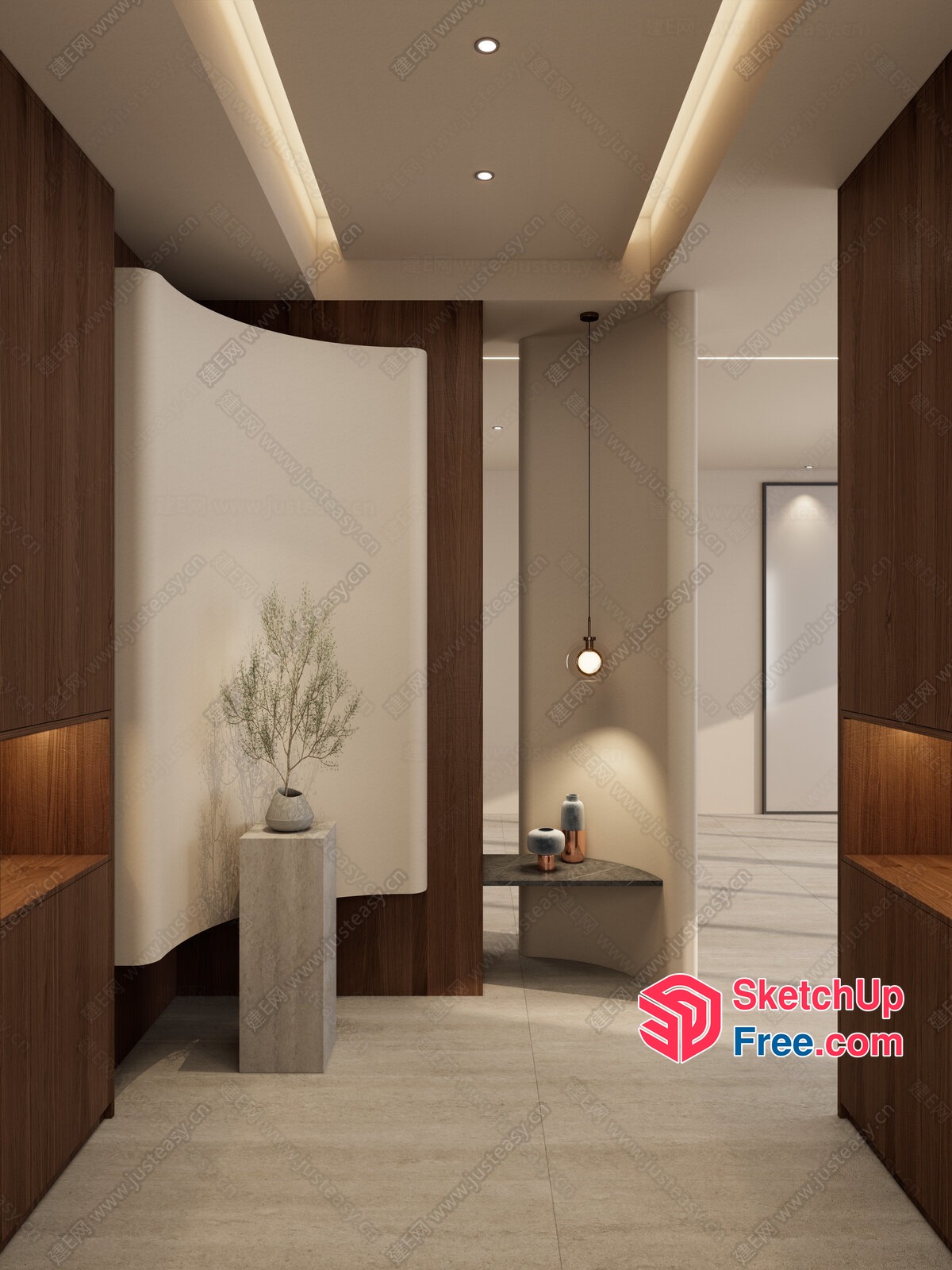 Modern Minimalist Interior Design With Natural Wood Accents 3D SketchUp File
