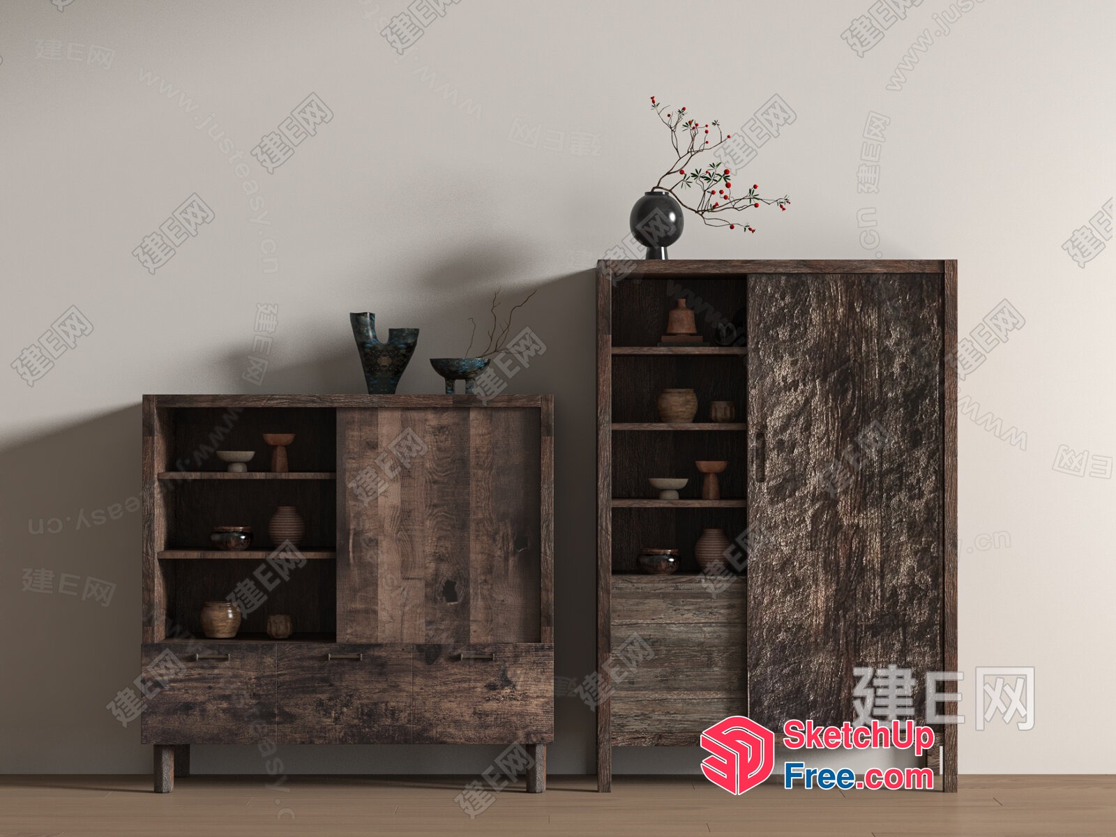 Rustic Wooden Furniture Set 3D SketchUp File