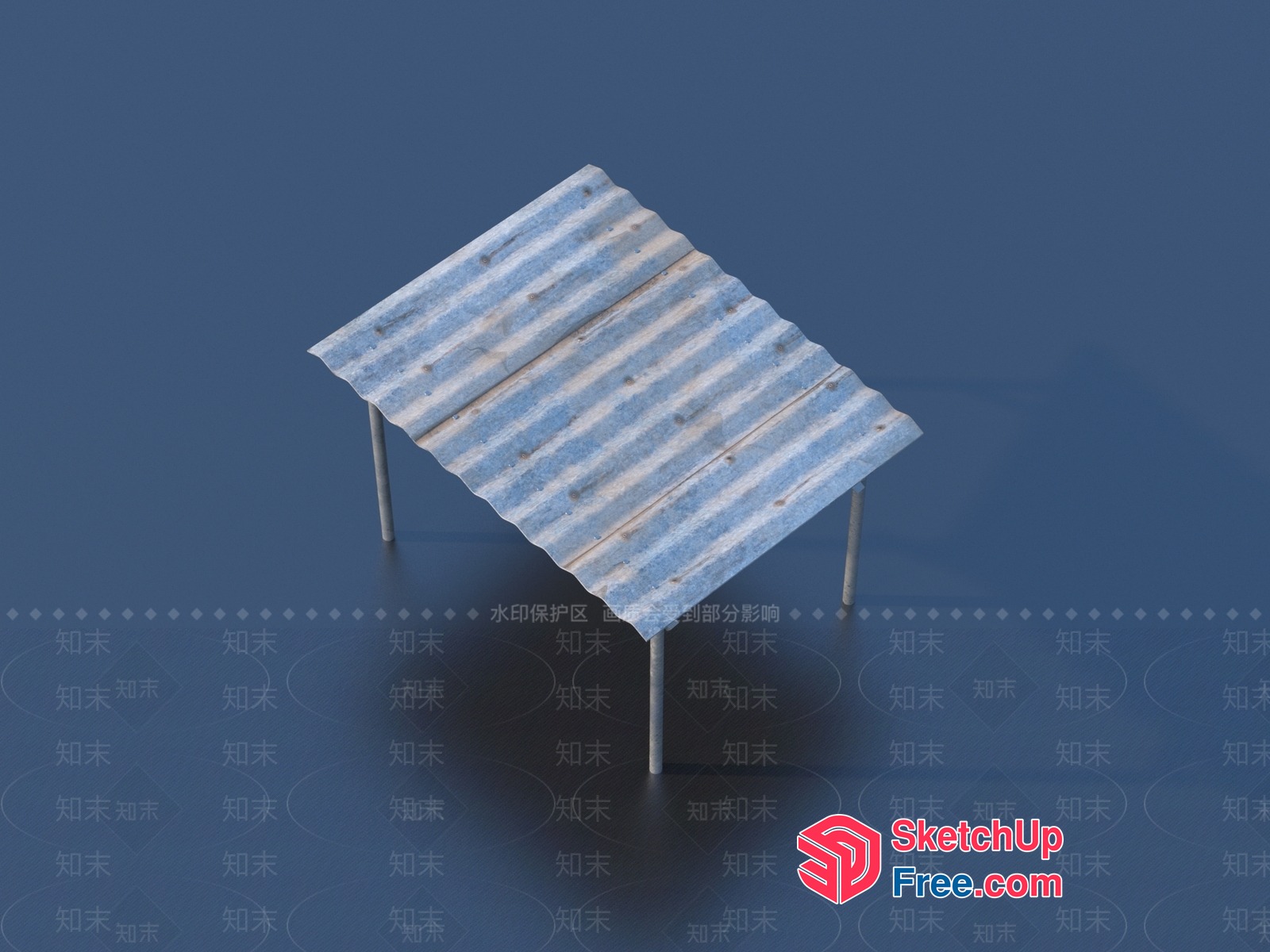 Simple Metal Roof Structure 3D SketchUp File