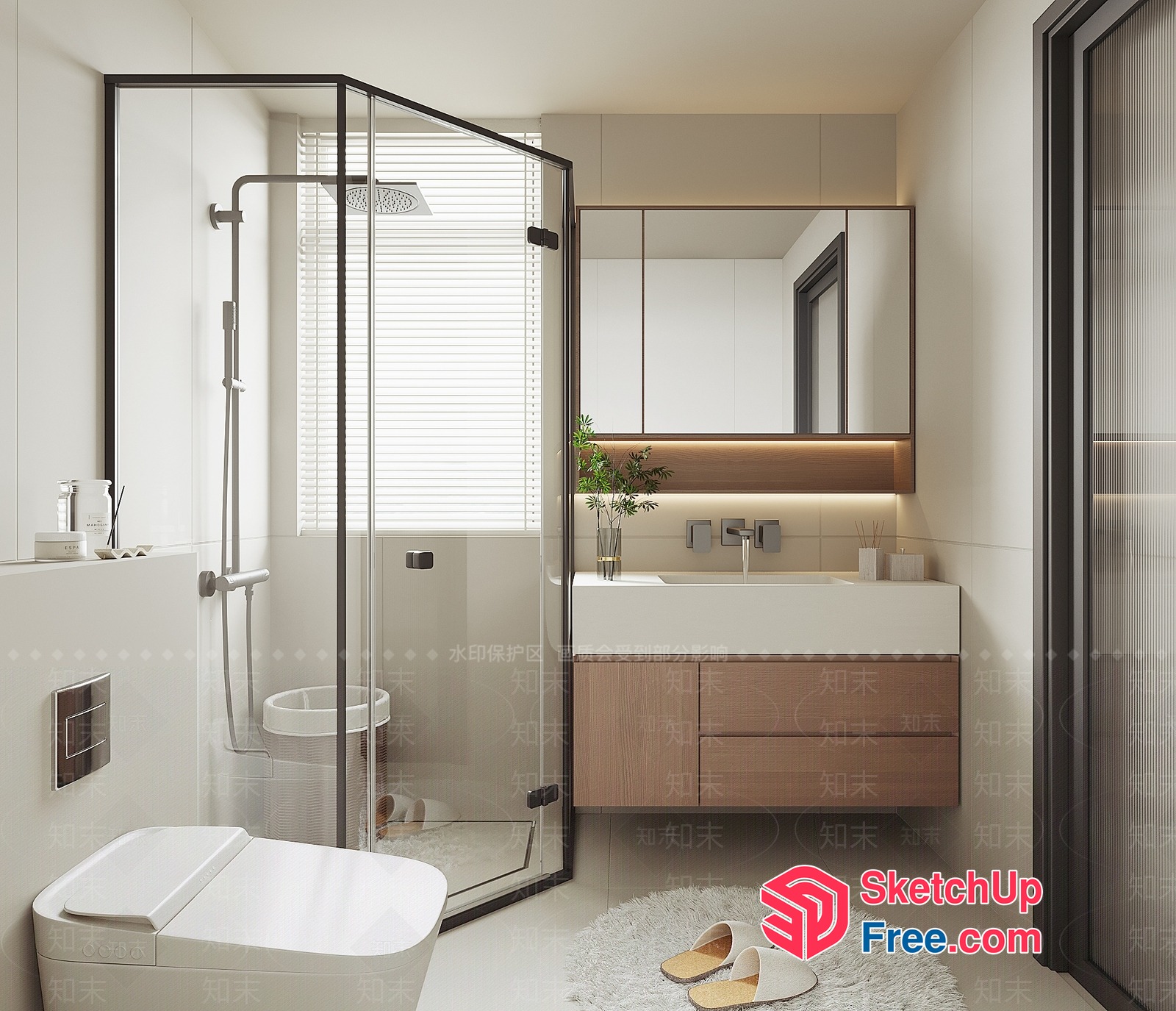 Modern Bathroom With Clean Lines And Neutral Tones 3D SketchUp File