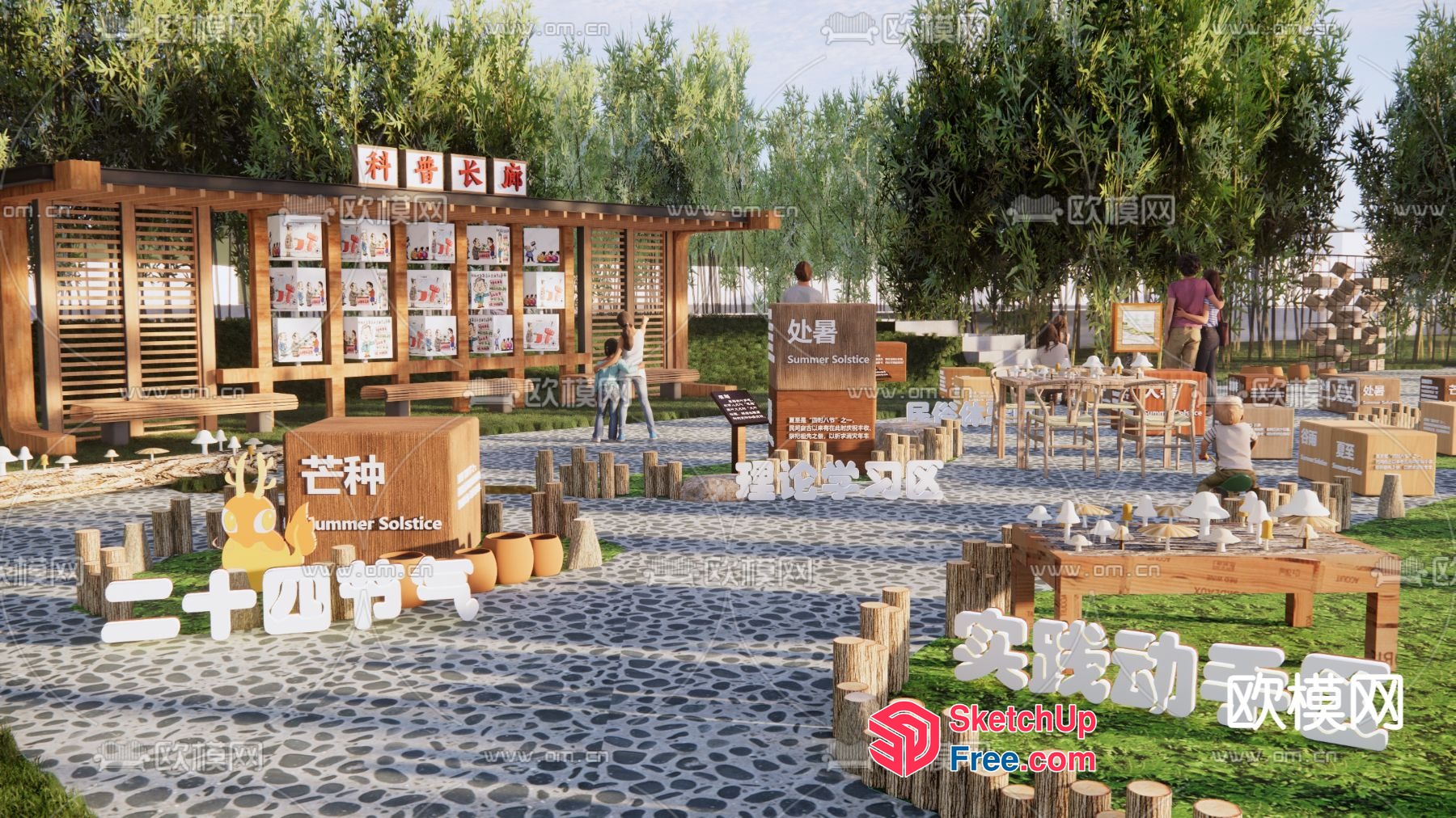 Japanese-Style Outdoor Furniture Set 3D SketchUp File