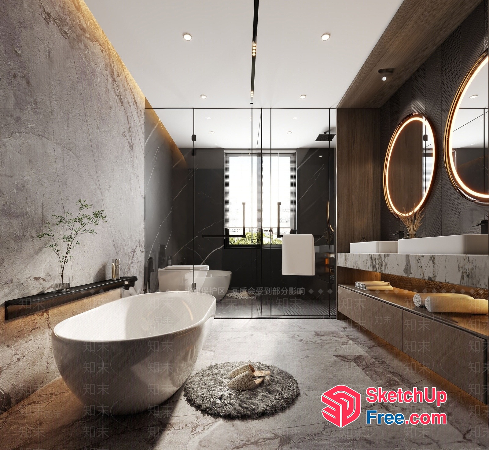 Luxurious Modern Bathroom Design 3D SketchUp File