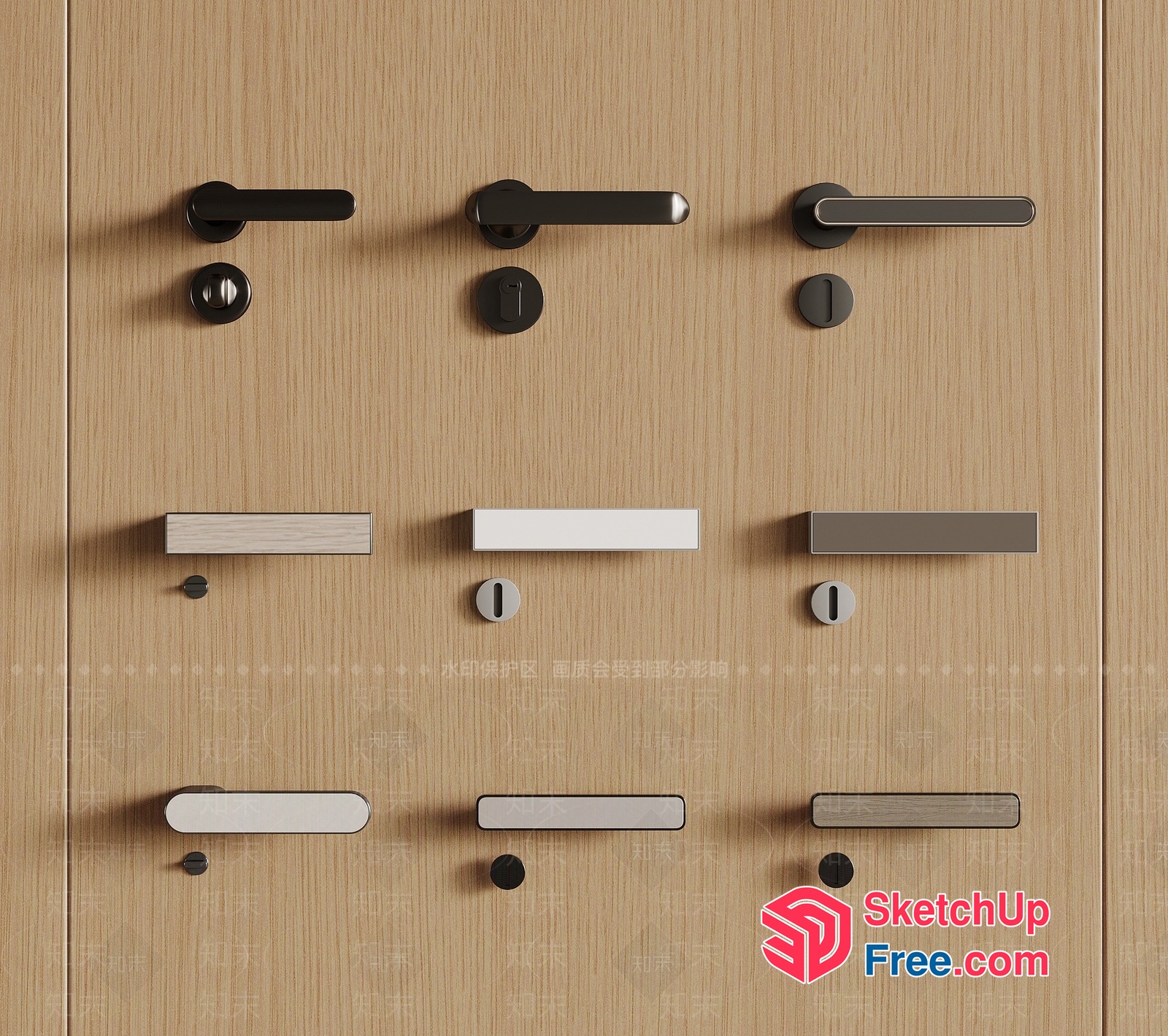 Modern Door Handles And Knobs Collection 3D SketchUp File