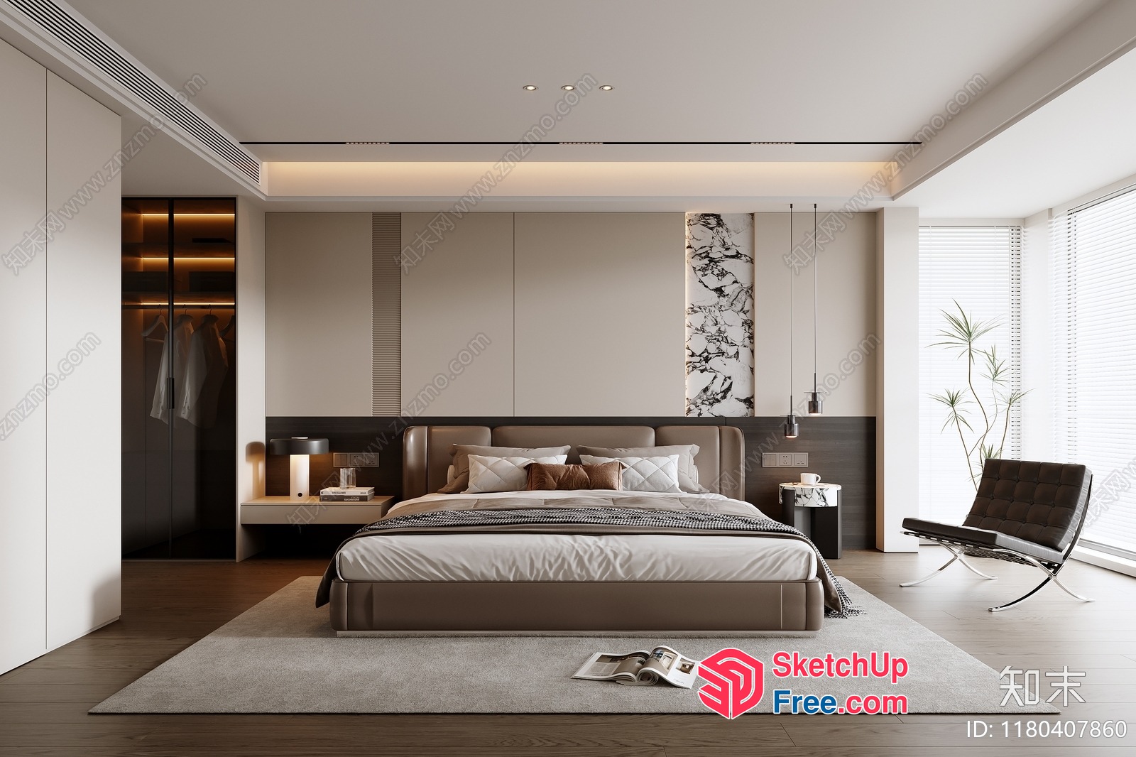 Modern Minimalist Bedroom With Sleek Furniture And Natural Light 3D SketchUp File