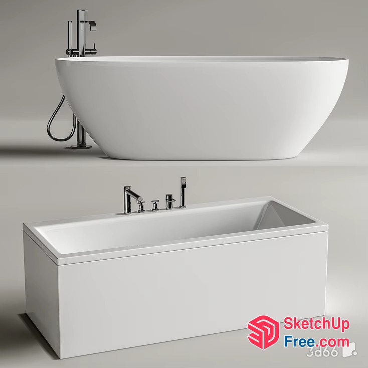 Elegant Modern Bathtub With Faucet And Accessories 3D SketchUp File