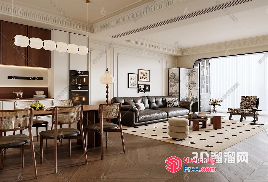 Elegant Modern Classic Living Room Interior 3D SketchUp File