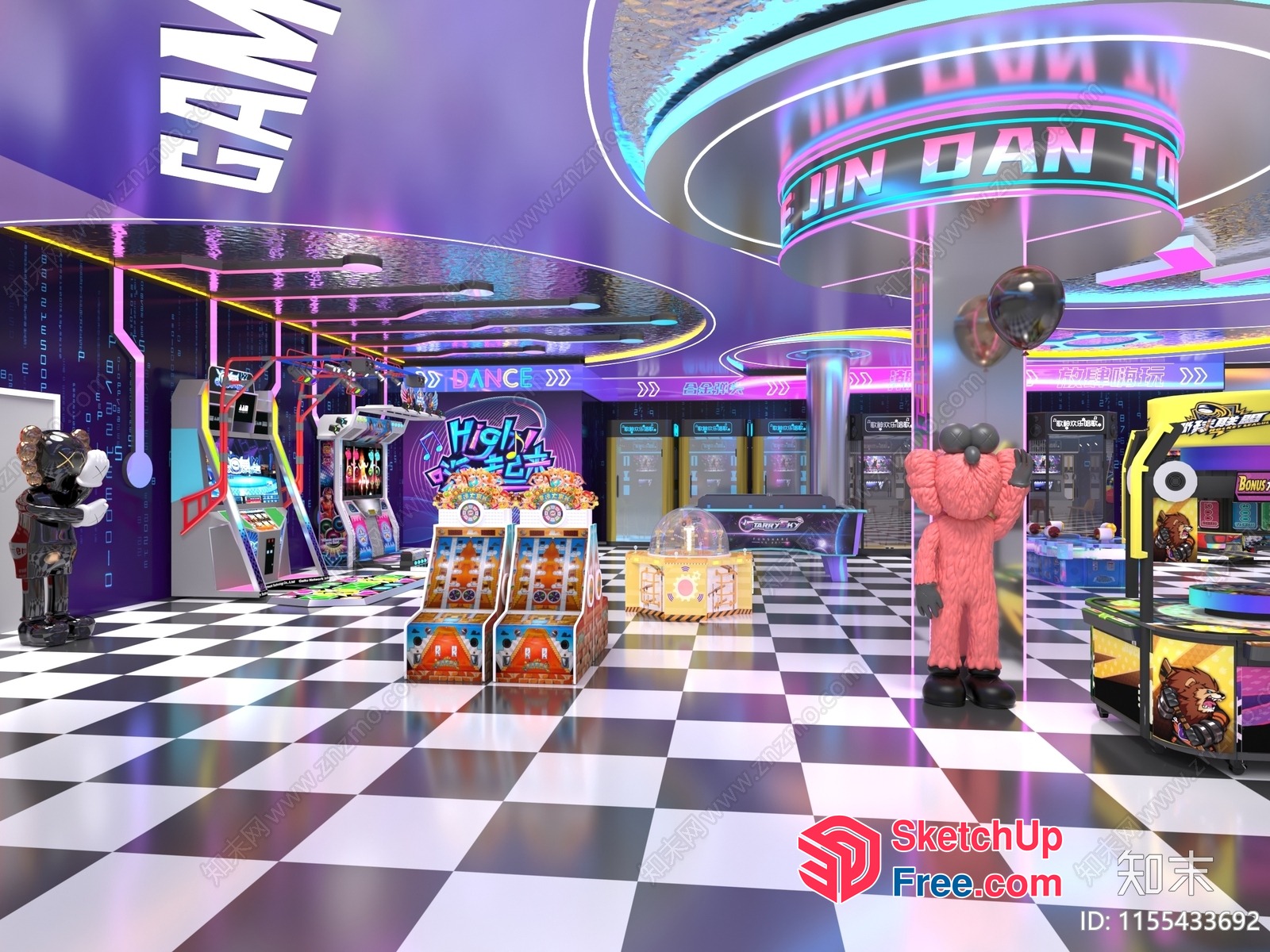 Futuristic Arcade Interior 3D SketchUp File