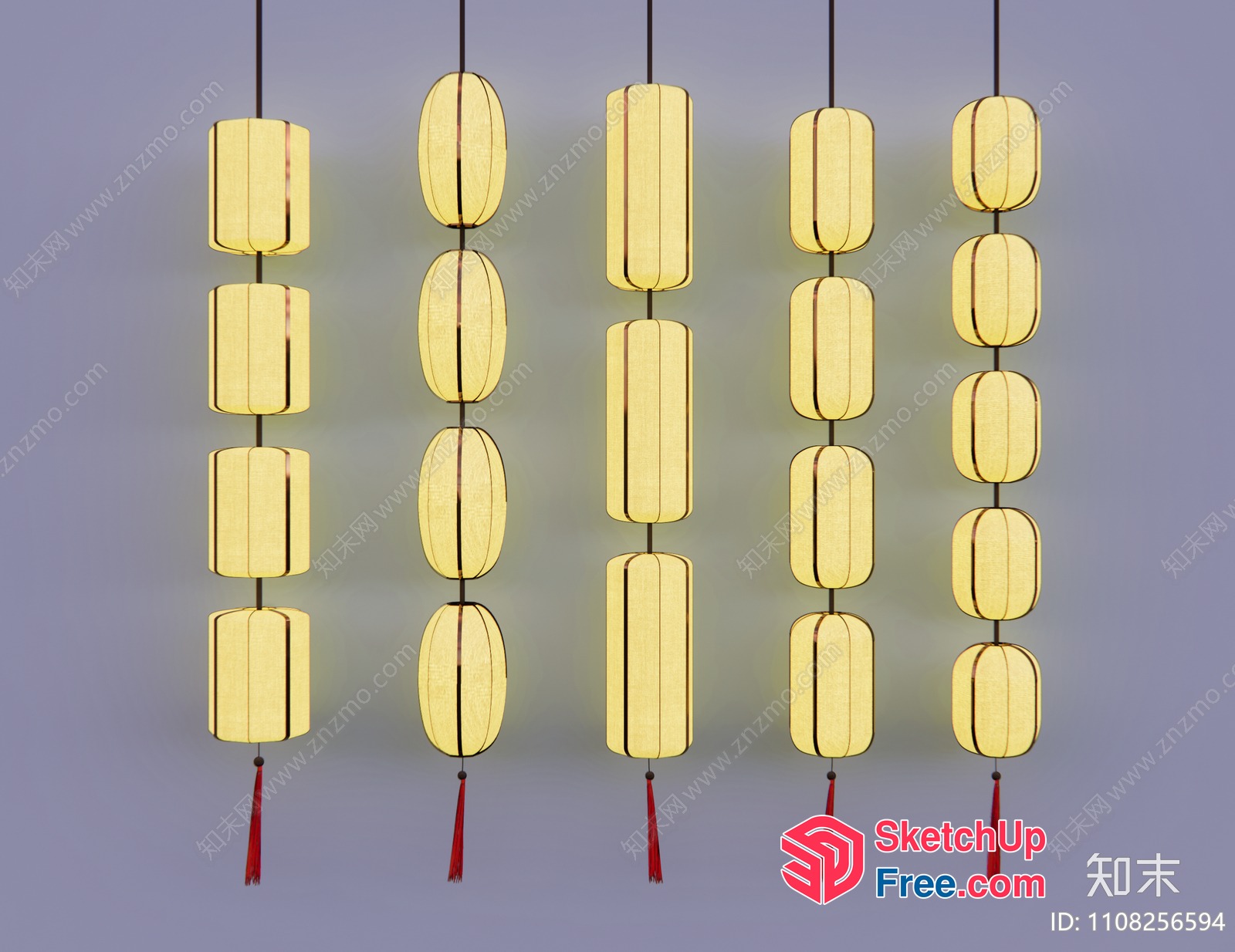 Asian-Inspired Hanging Lanterns 3D SketchUp File