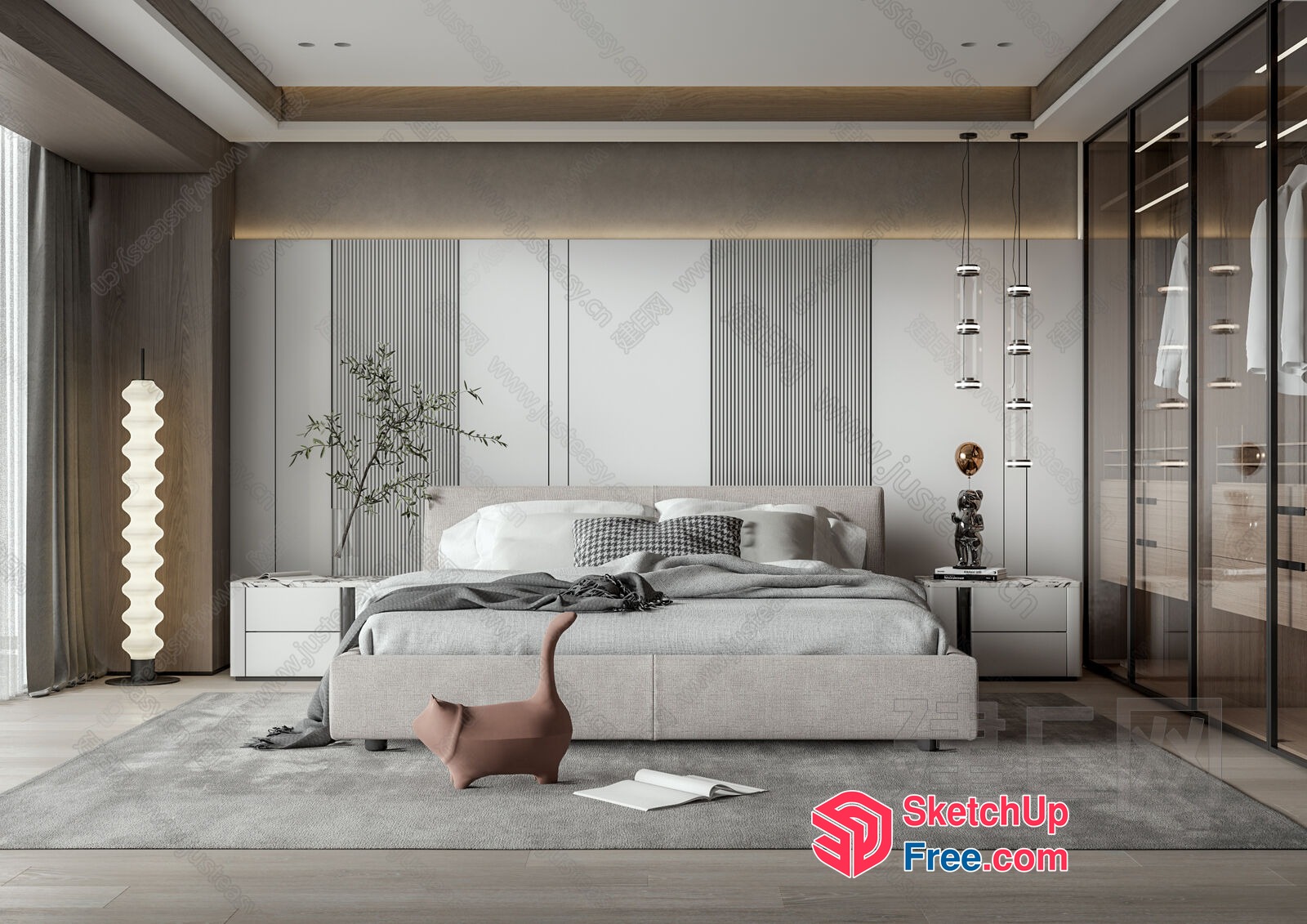 Modern Minimalist Bed Room Decor 3D SketchUp File