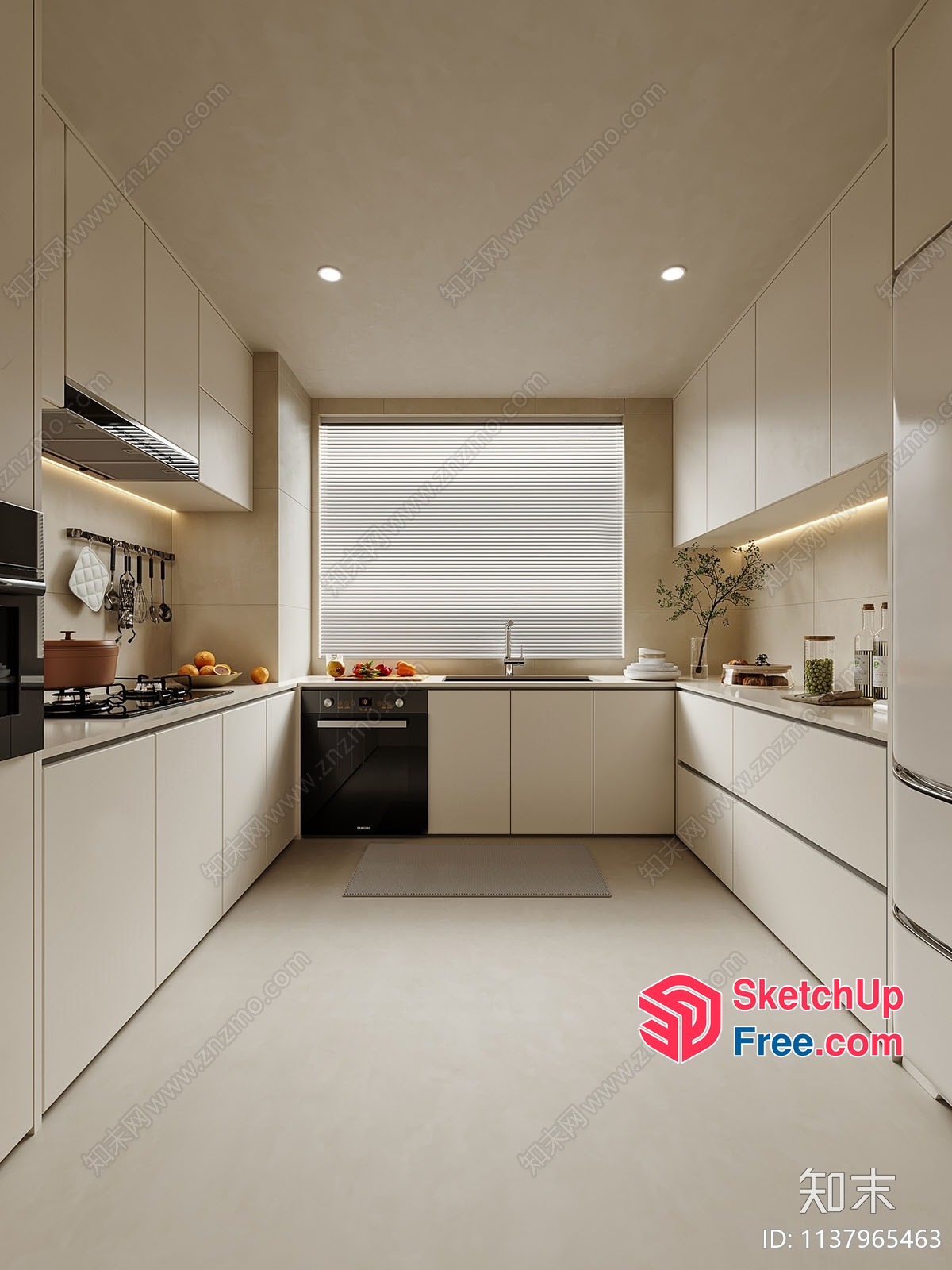 Modern Minimalist Kitchen With Sleek White Cabinets And Stainless Steel Appliances 3D SketchUp File