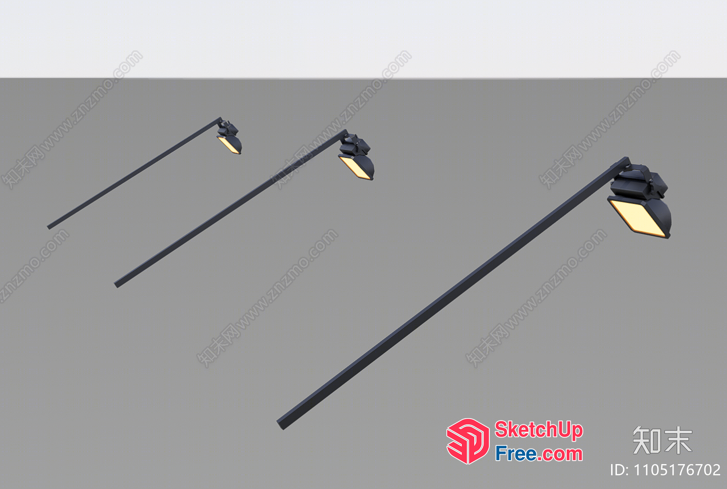 Black Street Light Poles 3D SketchUp File