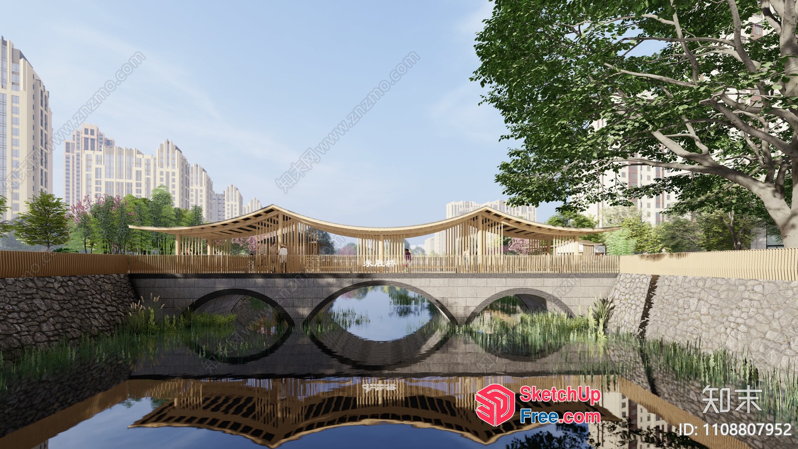 Japanese Style Pavilion Overlooking A River 3D SketchUp File