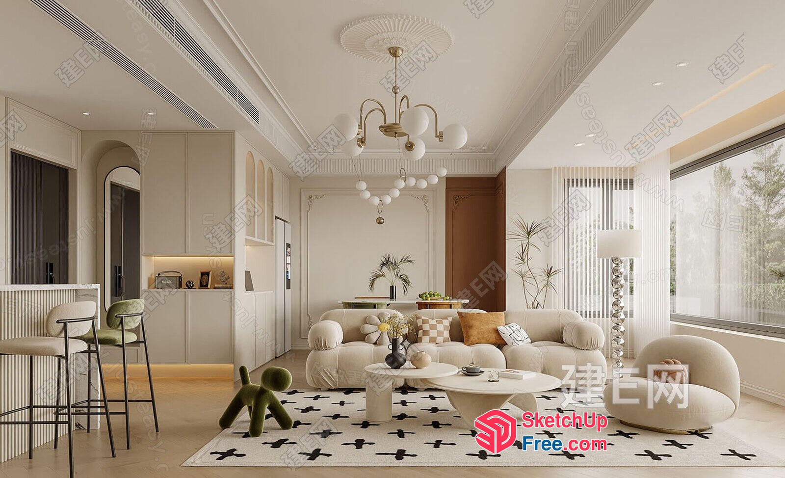 Elegant And Modern Living Room 3D SketchUp File