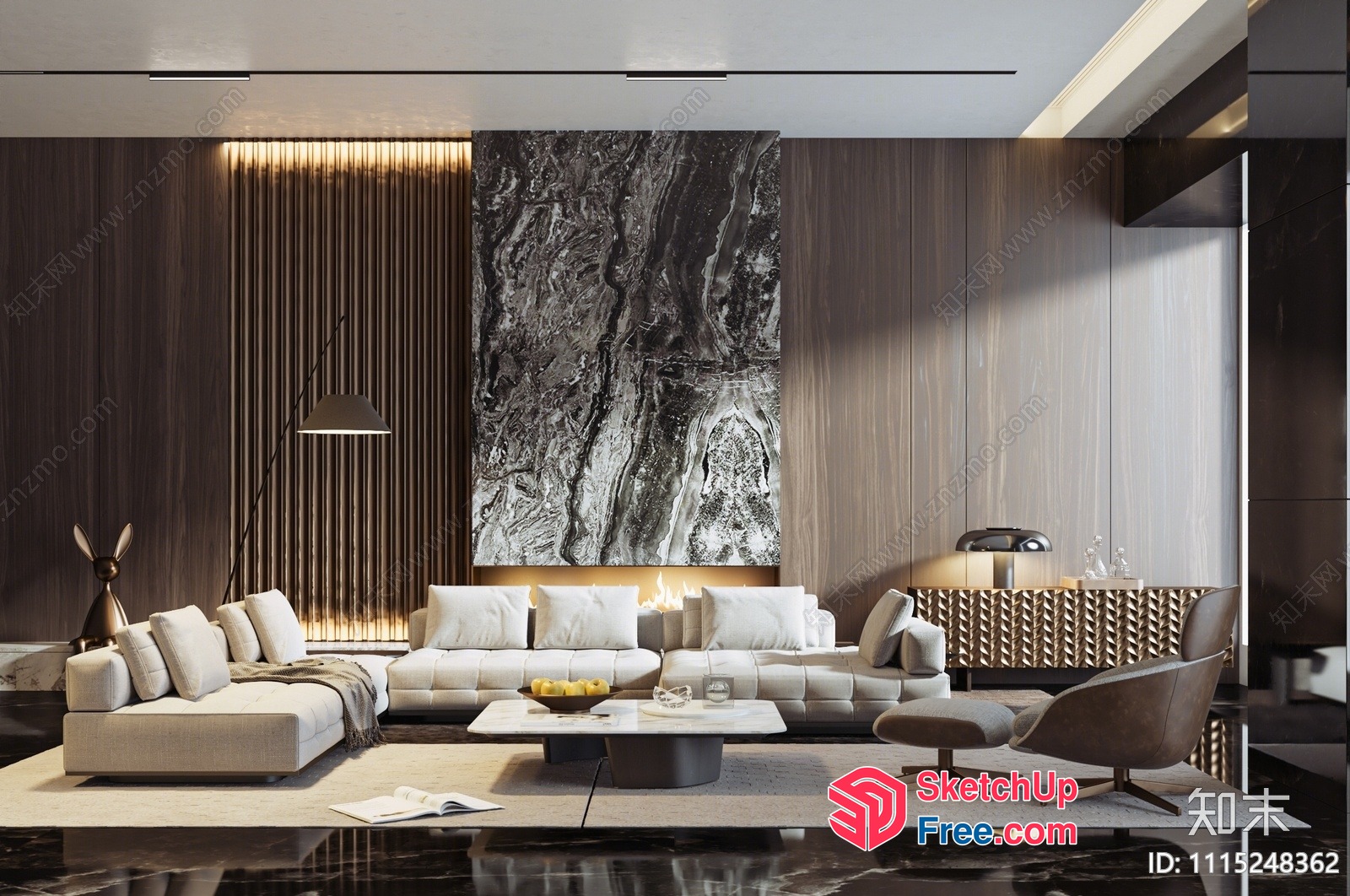 Modern Minimalist Living Room Interior Design 3D SketchUp File