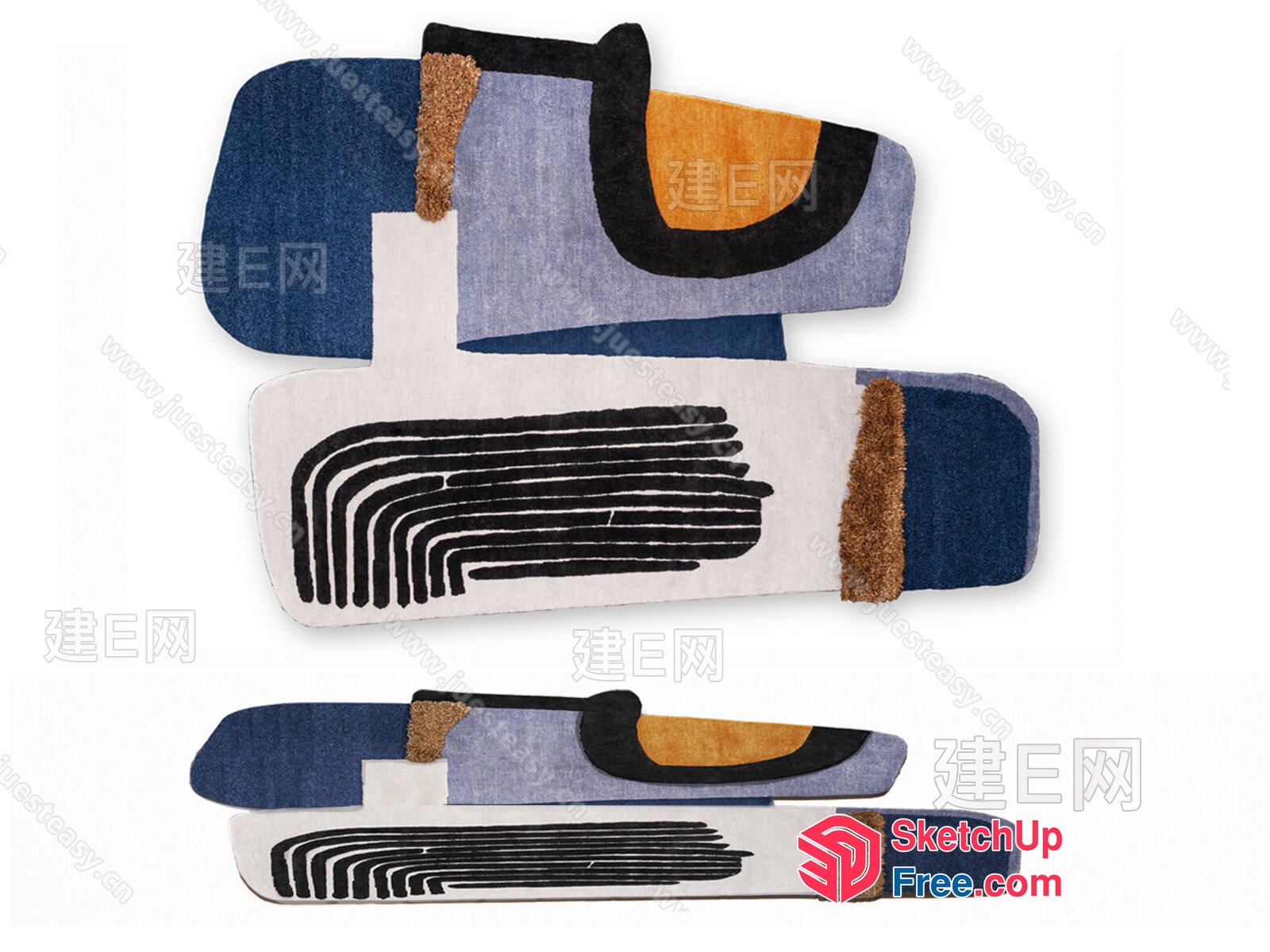 Modern Abstract Art Rug Collection 3D SketchUp File