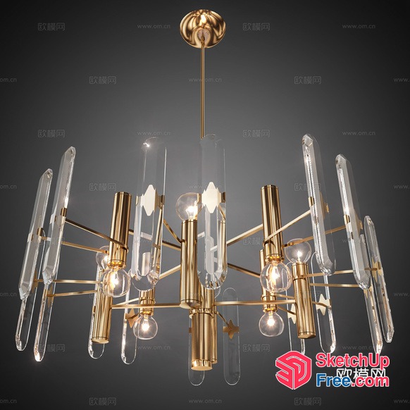 Luxury Gold Chandelier With Glass Bulbs 3D SketchUp File