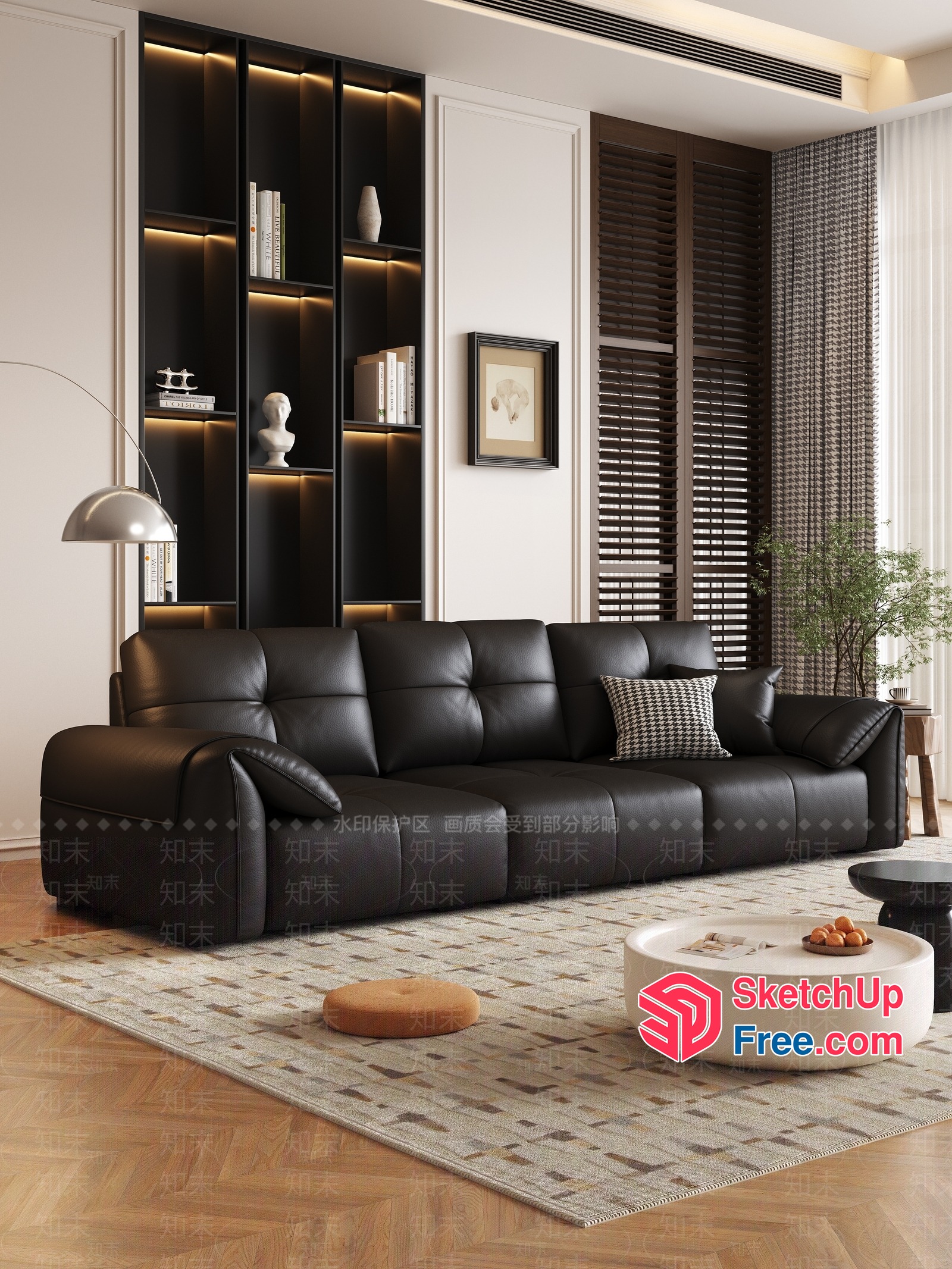 Elegant Living Room With Modern Furniture And Decor 3D SketchUp File