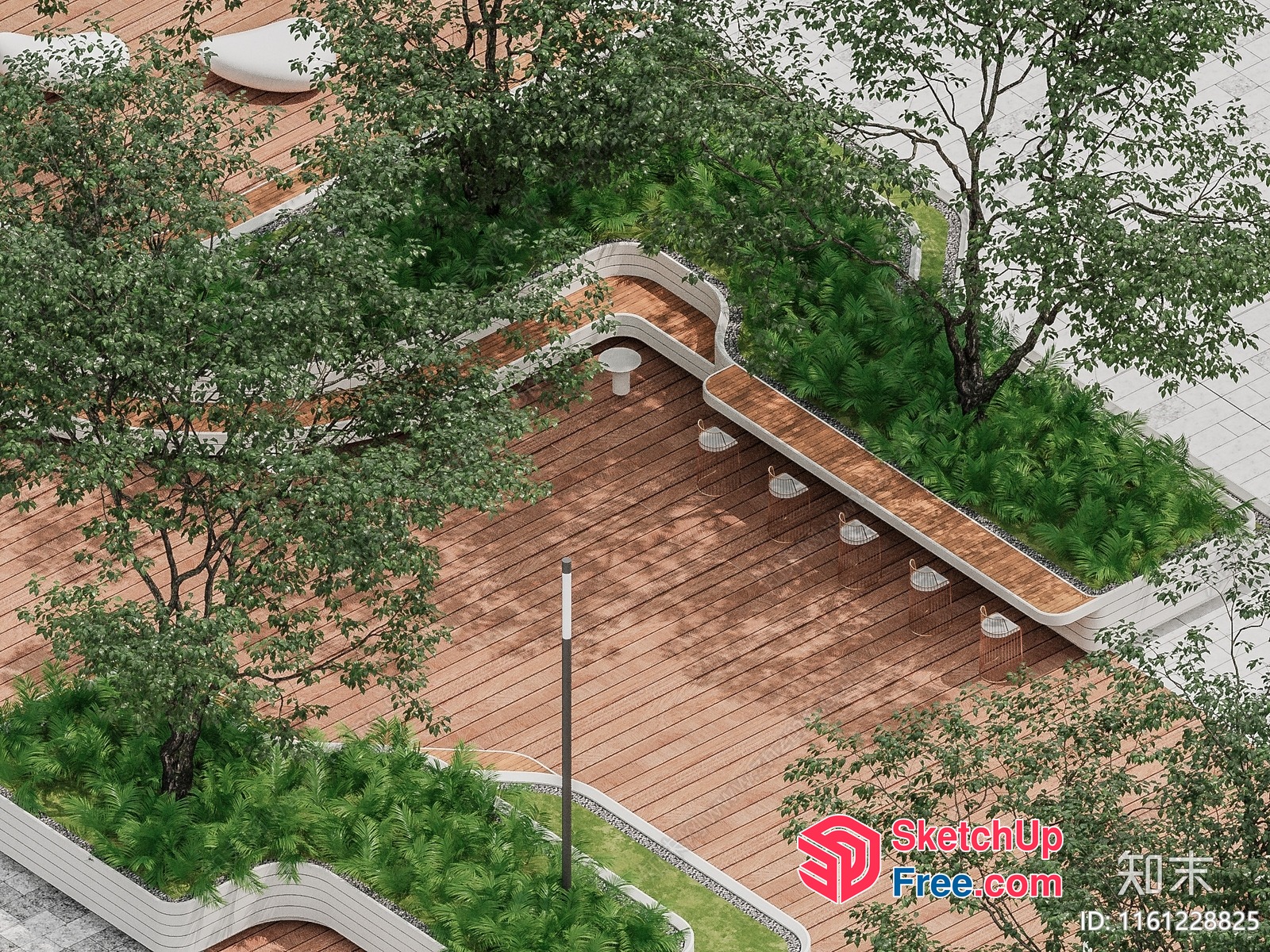Serene Wooden Deck With Lush Greenery 3D SketchUp File
