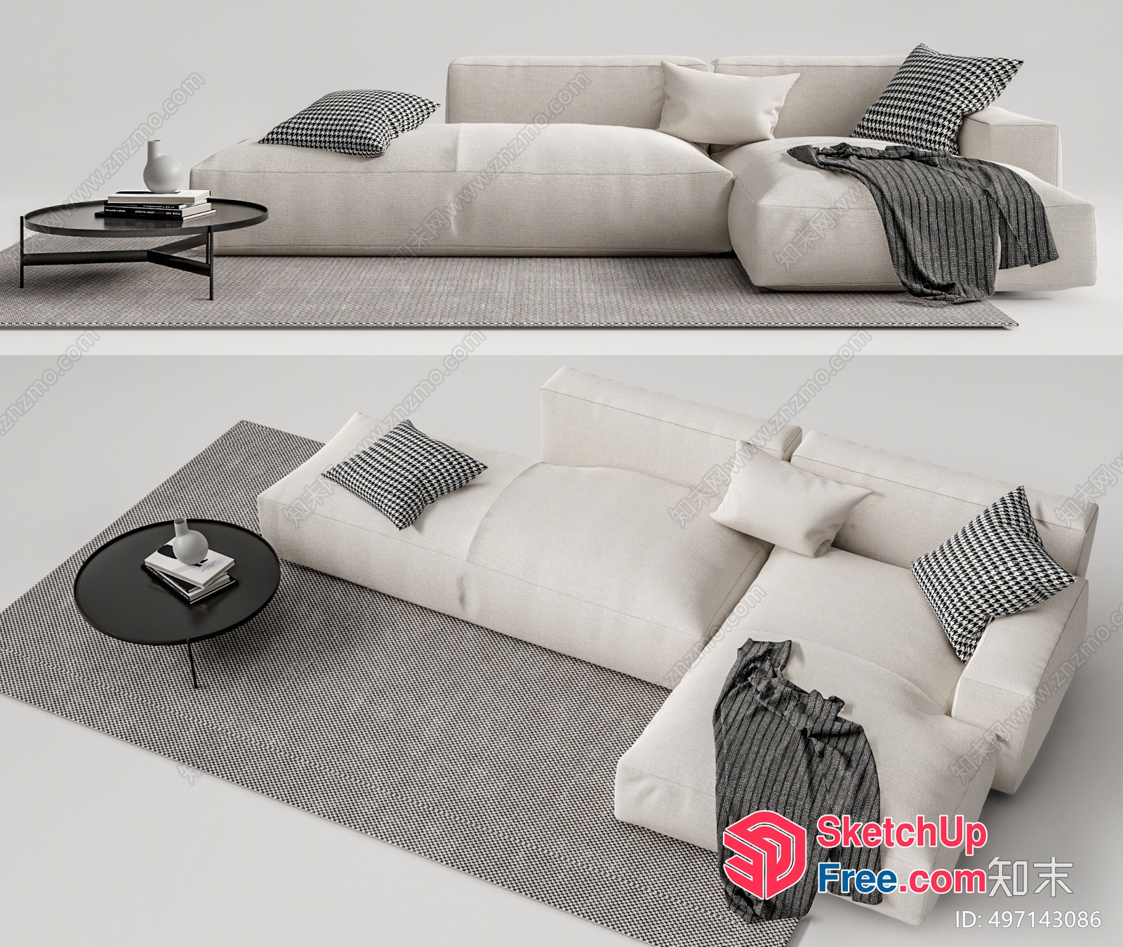 Modern Minimalist Living Room Furniture Arrangement 3D SketchUp File