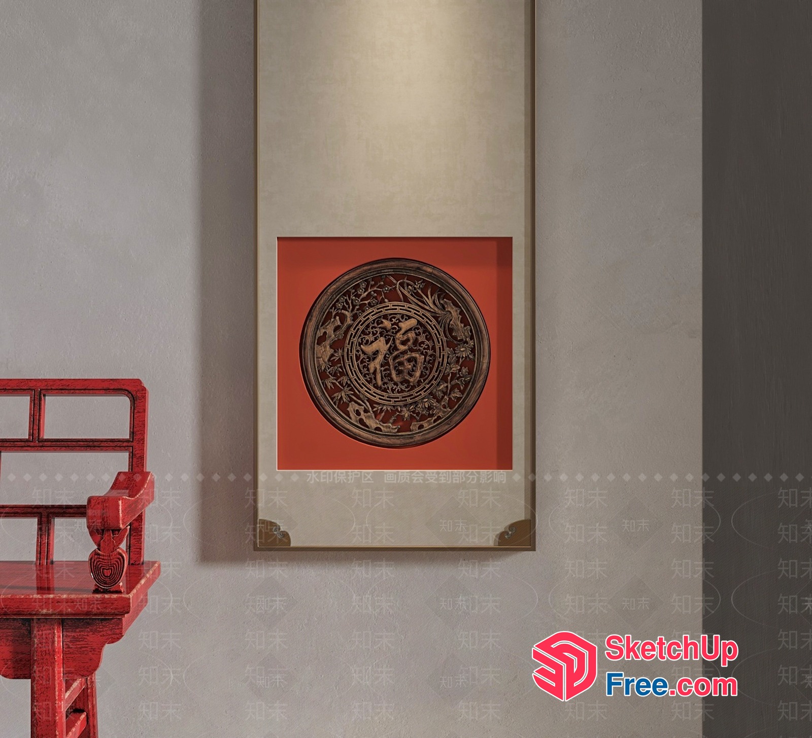 Chinese-Inspired Decorative Wall Art 3D SketchUp File