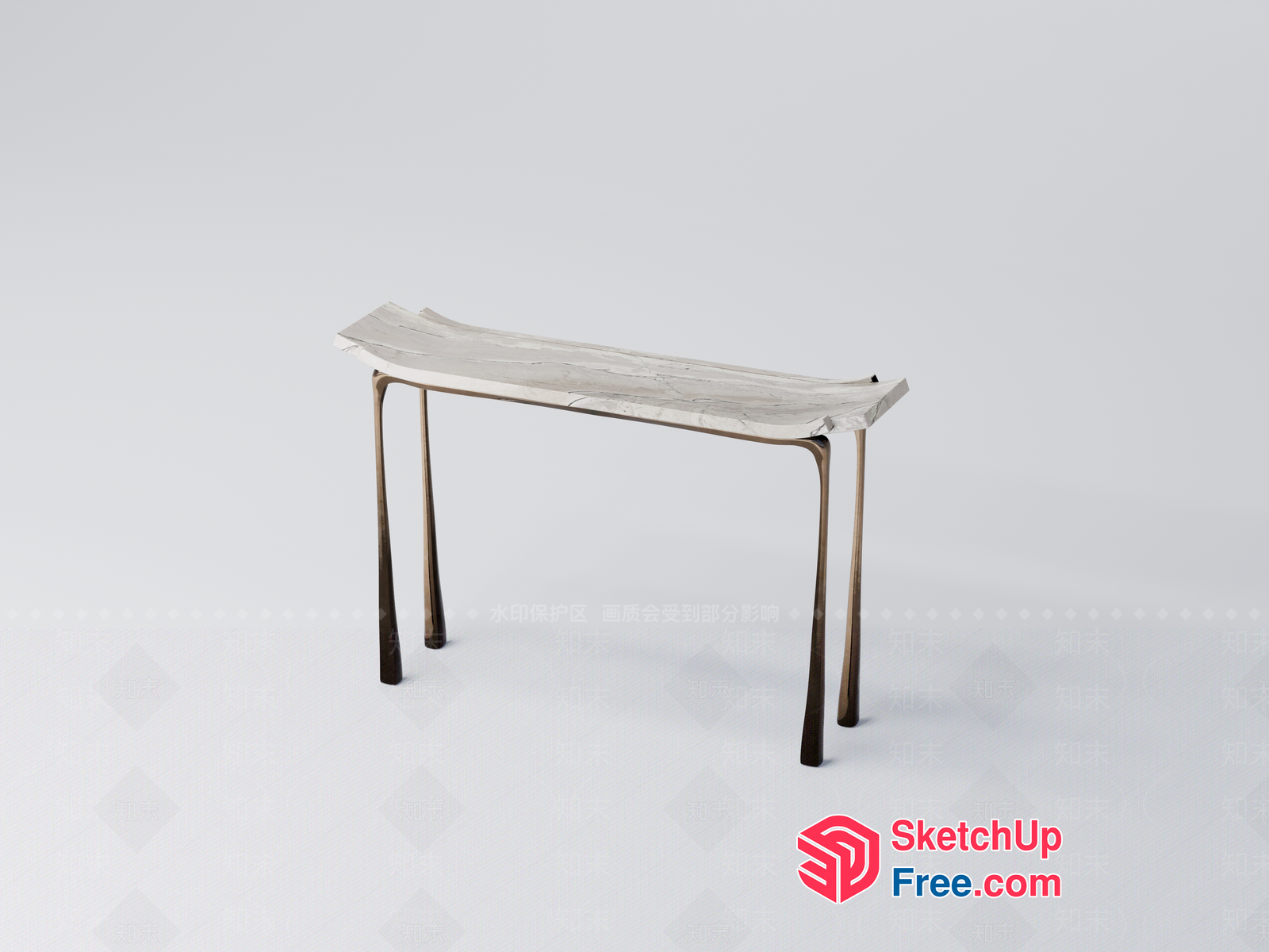 Modern Minimalist Console Table With Sleek Legs 3D SketchUp File
