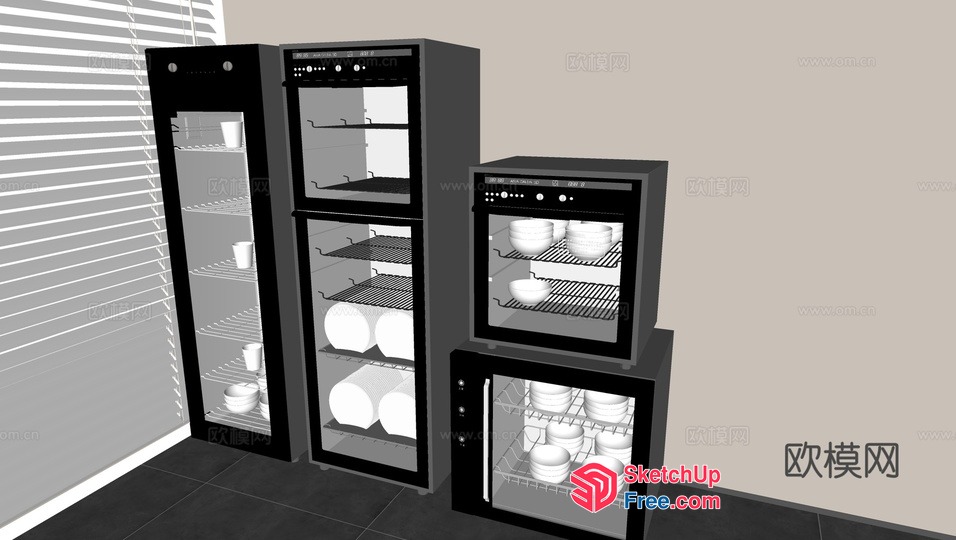 Modern Black And White Kitchen Appliances 3D SketchUp File