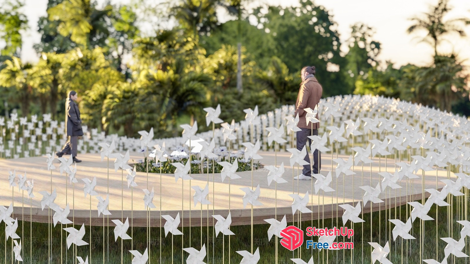 White Birds In A Park Setting 3D SketchUp File